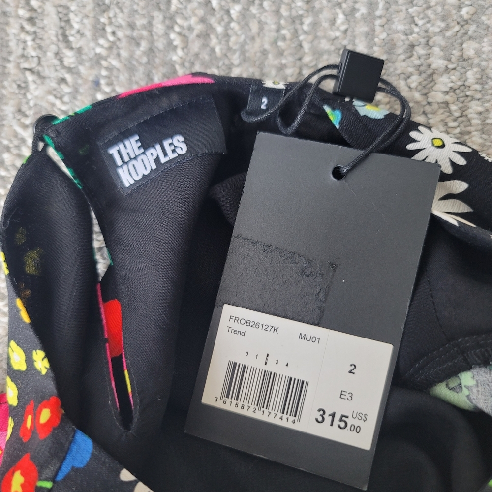 The Kooples NWT Joyful Floral Print Cut Out Dress Size 2/Medium In Black Floral - Picture 14 of 14
